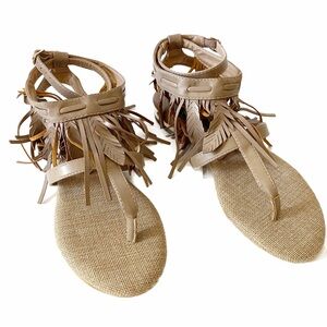 French Blu, NWOT Fringe Leather Sandals